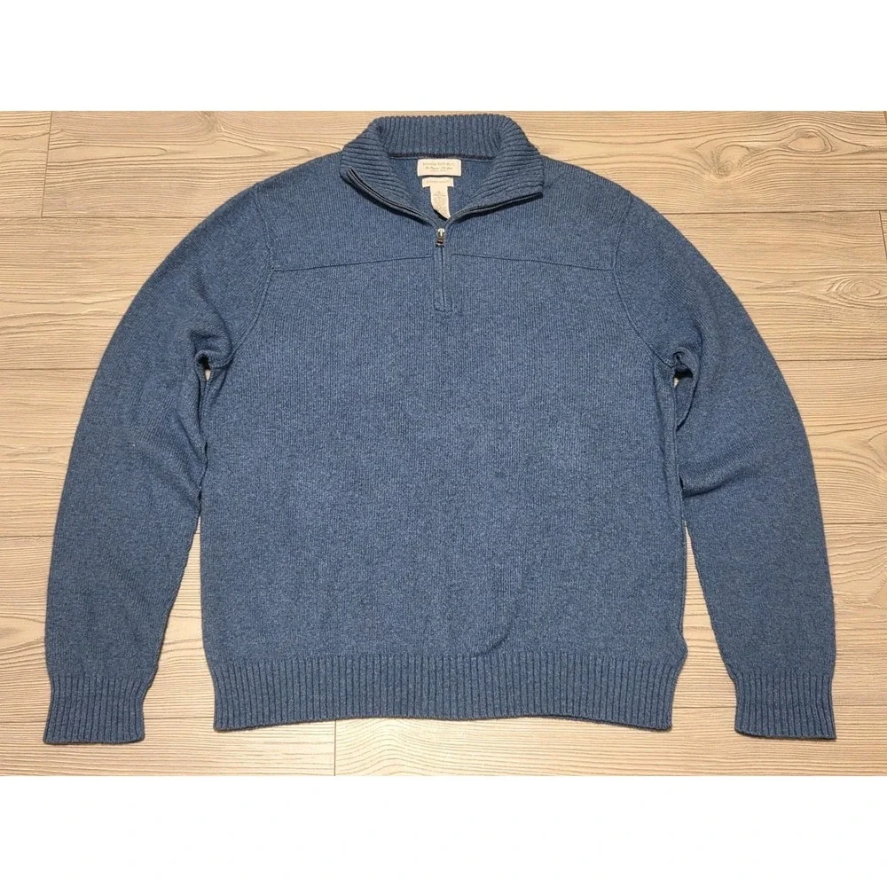 Banana Republic Sweater 1/4 Zip Cashmere Luxury Blend Angora Blue Mens Medium